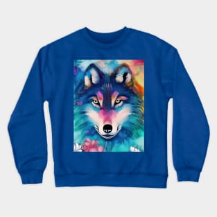 Colorful Wolf Face Crewneck Sweatshirt